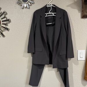 All Saints Charcoal Gray blazer and trouser set .